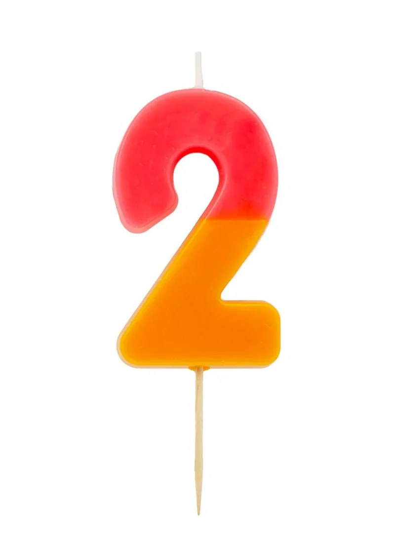 Talking Tables Orange and Pink Birthday Number Candle - 2