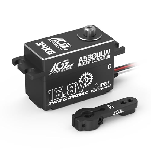 AGFRC 34KG Waterproof LowProfile RCSteeringServo 168V Direct Power High Torque Programmable Metal Gear Servo Motor for 110 RC Car Control Angle 180 A53BULW - Image 1