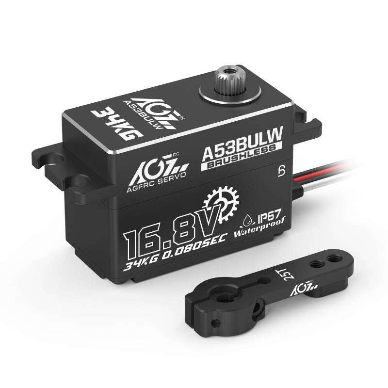 AGFRC 34KG Waterproof LowProfile RCSteeringServo 168V Direct Power High Torque Programmable Metal Gear Servo Motor for 110 RC Car Control Angle 180 A53BULW - Image 3