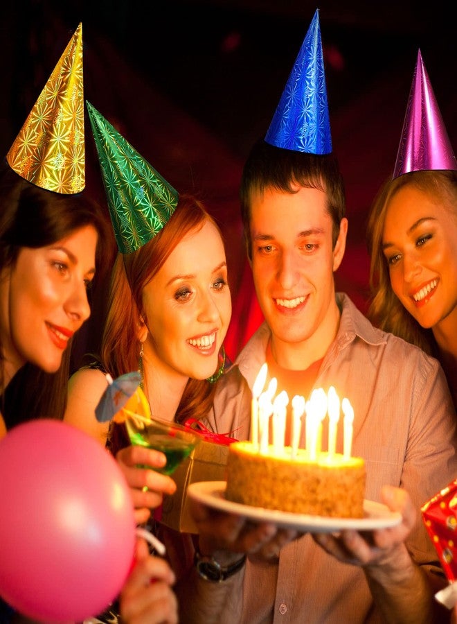 JaGely 100 Pieces Colorful Birthday Party Hats Metallic Foil Cone Hat for Christmas New Year Party Supplies, 5 Colors(Classic) - Image 4