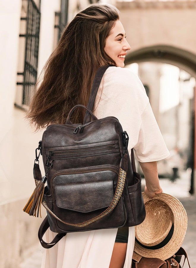 Shrrie Backpack Purse for Women Travel Faux Leather Fashion Backpack for Women,Convertible Crossbody Shoulder Bag for Ladies with Adjustable Strap for Work College - Image 2
