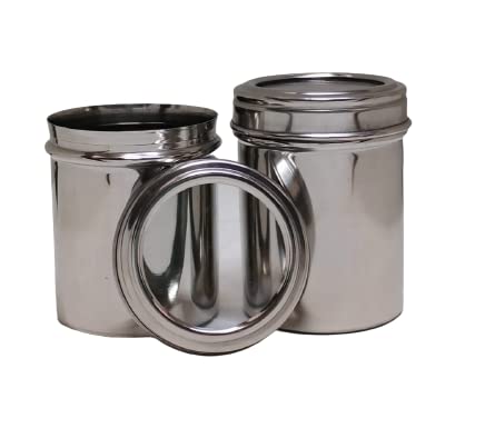 Dynore Stainless Steel 4 Pcs See Through Spice/dryfruit/multipurpose Small Dabbi/canister 300 Milliliters - Image 2