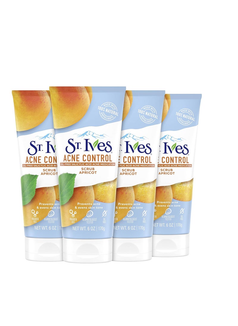 St. Ives Acne Control Apricot Face Scrub, Deep Exfoliator Skin Care, Prevents Acne for Radiant Skin, Salicylic Acid Acne Treatment Facial Scrub, Made with 100% Natural Exfoliants, 6 oz, 4 Pack - pzsku/Z1C44F04C31A752872338Z/45/_/1723994408/2bdb5ffd-bd0c-4f9f-b7c5-7e04931aff96