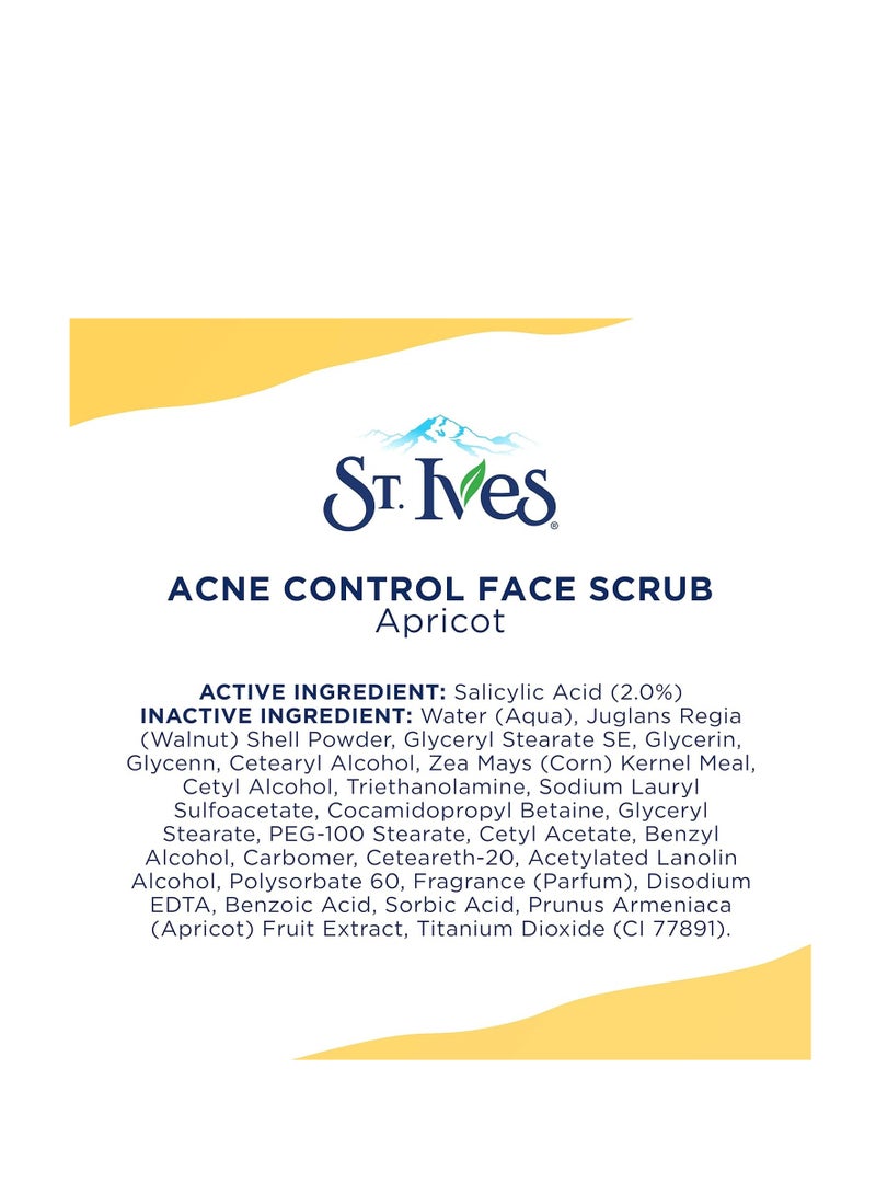 St. Ives Acne Control Apricot Face Scrub, Deep Exfoliator Skin Care, Prevents Acne for Radiant Skin, Salicylic Acid Acne Treatment Facial Scrub, Made with 100% Natural Exfoliants, 6 oz, 4 Pack - Image 2