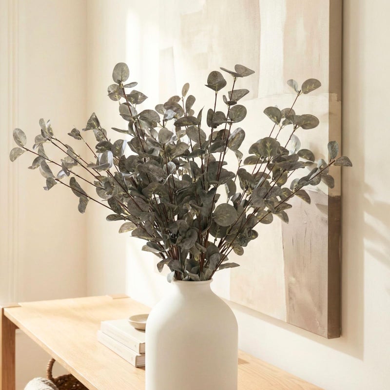 RyddeligHome 6 Branches Artificial Long Eucalpytus Stems for Tall Vase, Eucalyptus Centerpieces for Tables, 23" Dusty Green Faux Stems for Vase, Realistic Greenery Branches Fillers for Home DÃ©cor - Image 1