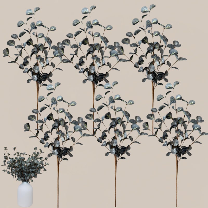 RyddeligHome 6 Branches Artificial Long Eucalpytus Stems for Tall Vase, Eucalyptus Centerpieces for Tables, 23" Dusty Green Faux Stems for Vase, Realistic Greenery Branches Fillers for Home DÃ©cor - Image 2