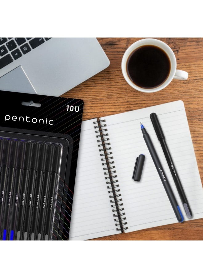 Pentonic - 0.7Mm Ball Point Pen Blister Pack | Black Body | Black & Blue Ink | Set Of 10 Pens - Image 1