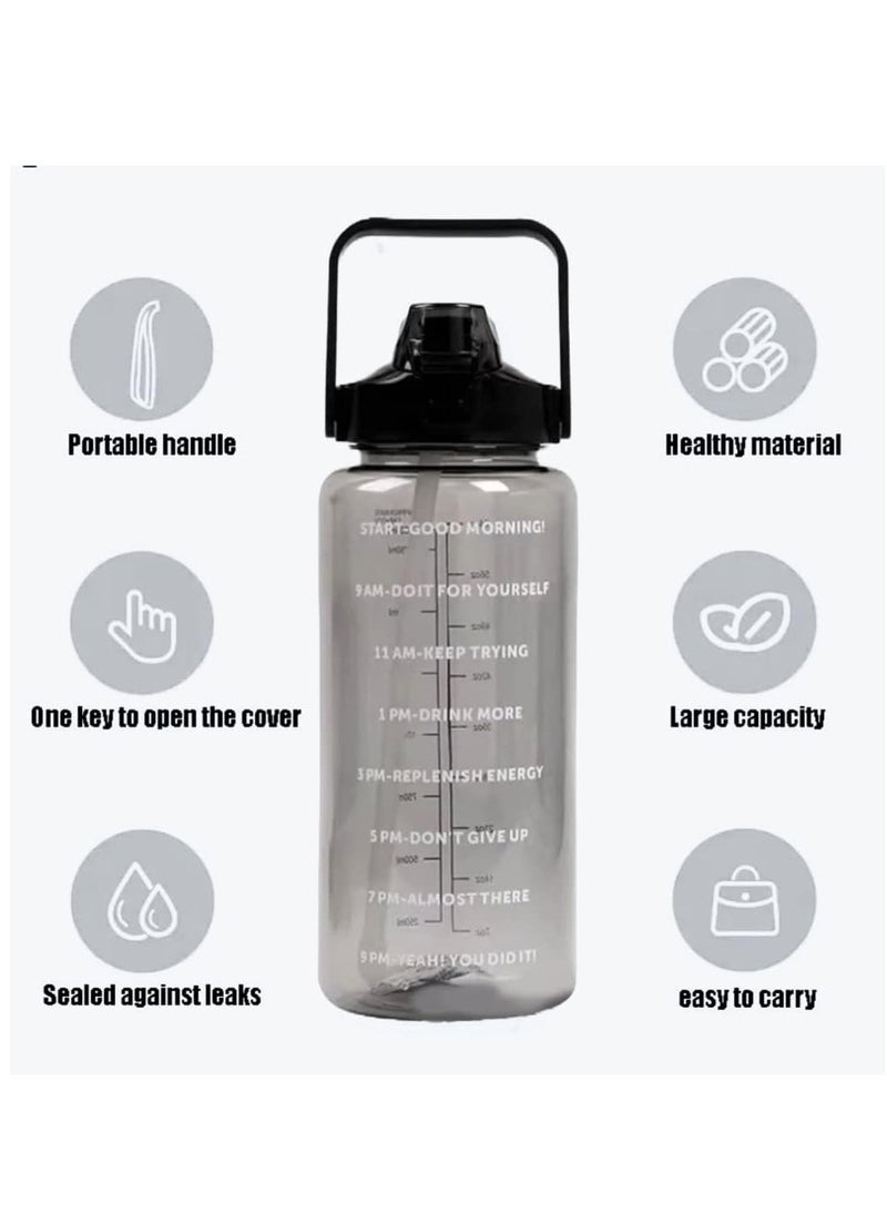 Arabest Water Bottle, 2000 ml Large Sports Water Cup with Removable Straw and Time Marking, Fitness Kettle for Running, Yoga, Camping  - Image 5