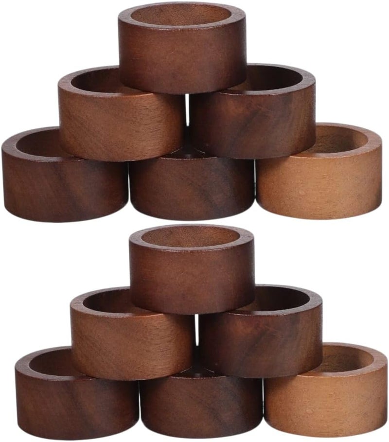 SHAFA IMPEX Classic Handmade Napkin Rings Set, Dining Table Holders for Everyday, Holiday, Christmas, Thanksgiving, Farmhouse Decor (Dark Brown-Pline, Set of 12.) - Image 1