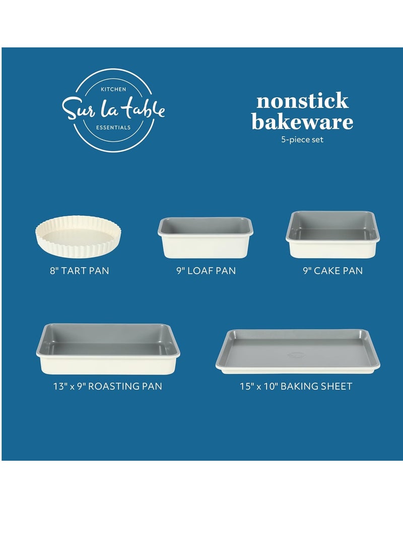 Sur La Table Kitchen Essential Carbon Steel Baking Pans Bakeware Set W/Premium PFA Free Grey Ceramic Non stick - Linen White Exterior - Image 3