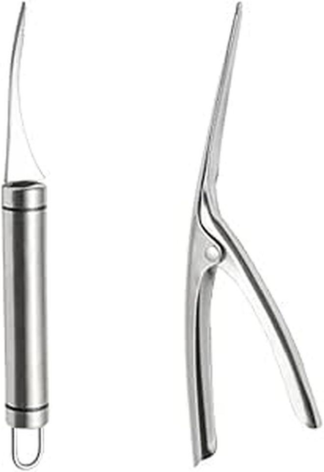 Stainless Steel Shrimp Deveiner and Shell Remover Set with Fish Opener Tool - Image 1