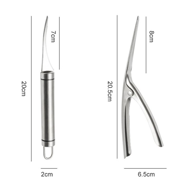 Stainless Steel Shrimp Deveiner and Shell Remover Set with Fish Opener Tool - Image 3
