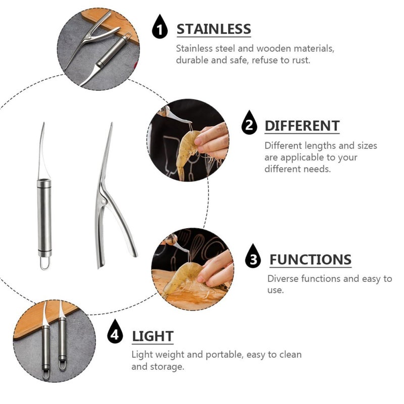 Stainless Steel Shrimp Deveiner and Shell Remover Set with Fish Opener Tool - Image 4