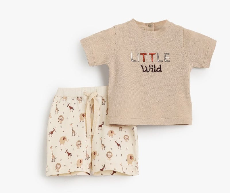 Junior Baby Boys 2-Piece T-Shirt and Shorts Set, Beige, code 1256