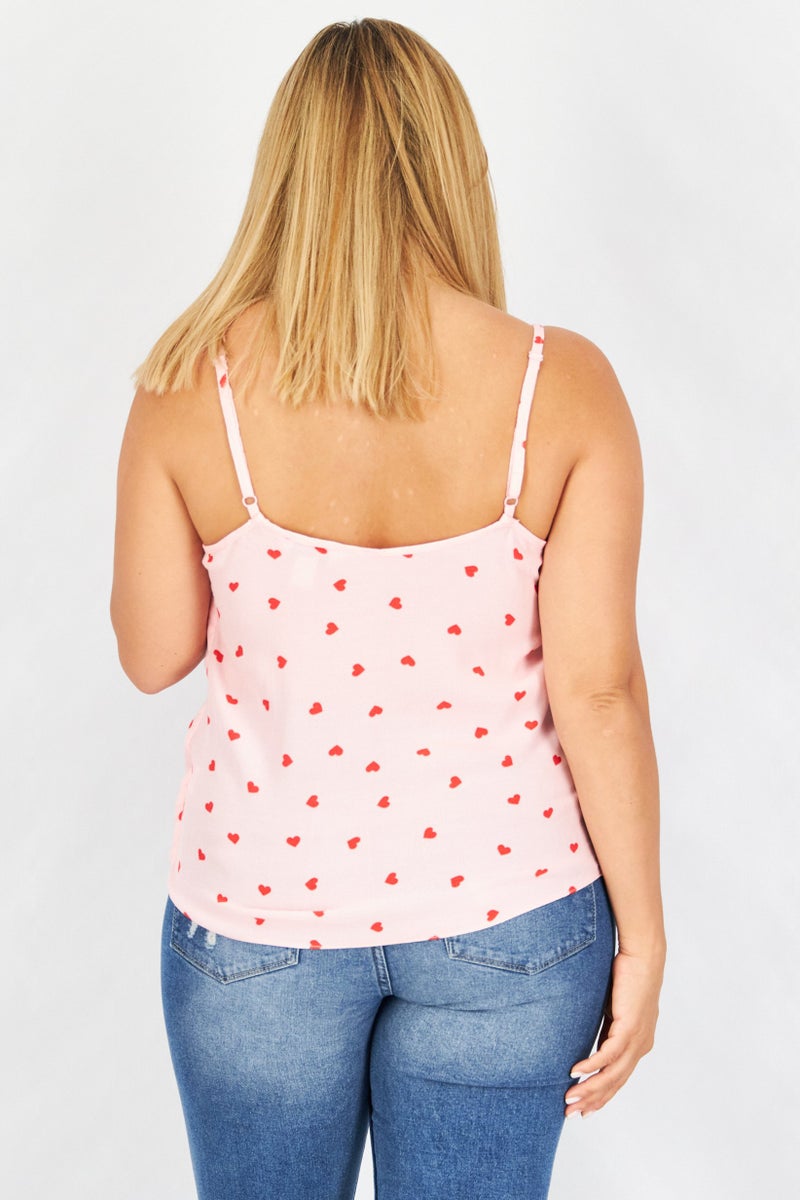 Style Cheat Women V-Neck Sleeveless Printed Top, Pink - Image 2