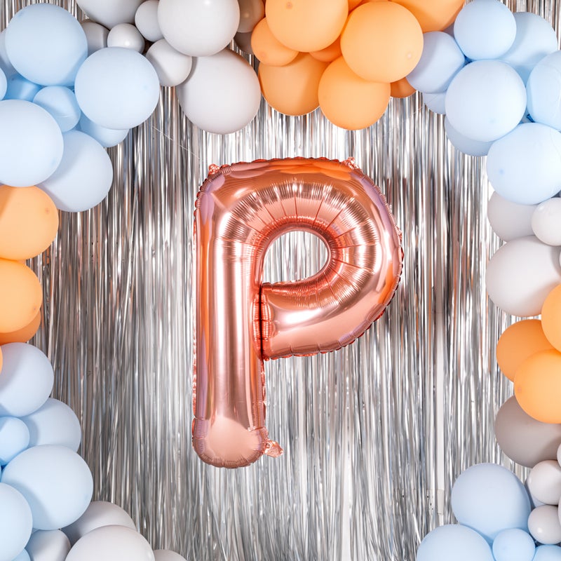 Restaurantware بالون حروف بالونيفاي 40 بوصة، بالون حروف كبير - حرف P، بالون ميرايل ذهبي وردي، ذاتي الإغلاق، حلقة تعليق، زينة لعيد الميلاد، الزفاف، أو التخرج - Image 3