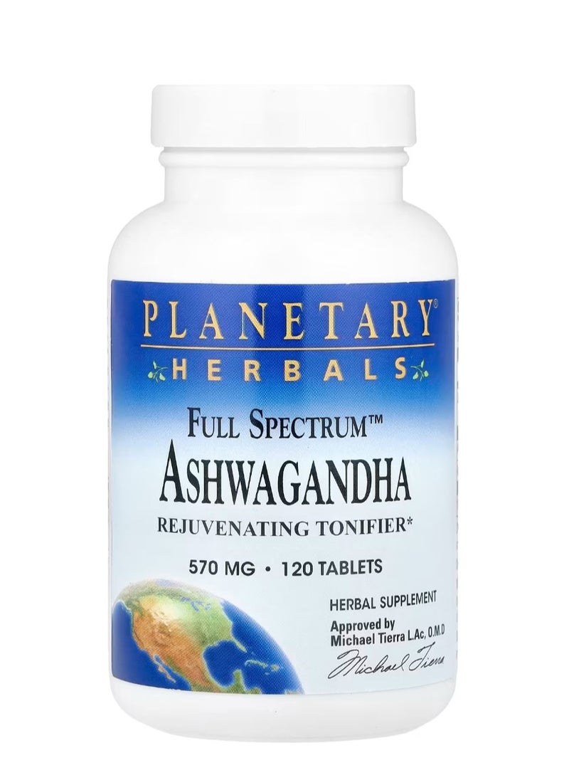 PLANETARY HERBALS Full Spectrum Ashwagandha 570 mg 120 Tablets  - Image 1