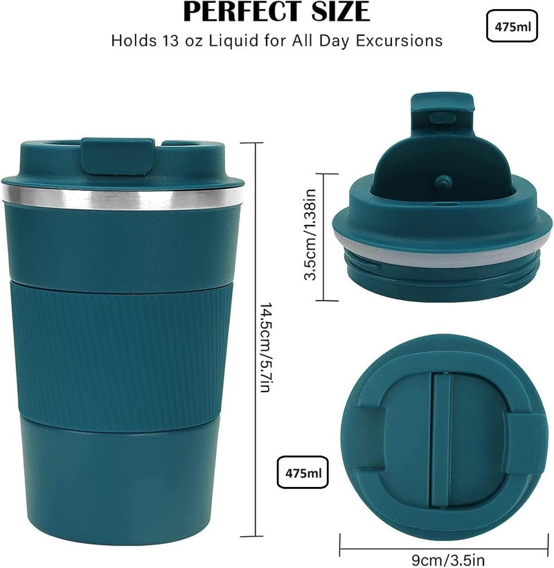 ACHARAJ Stainless Steel Vacuum Insulated Coffee Travel Mug for Ice Drink Hot Beverage Double Wall Travel Tumbler Cups with Spill Proof Lid for Men and Women475ml Blue - Image 2