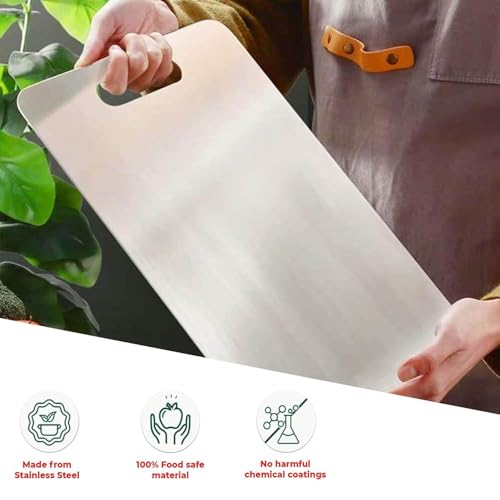 Boniry Chopping Board/Cutting Board with Round Edge/Kitchen Counter Top Vegetable & Fruit Cutter/Kneading Board for Multipurpose Cutting and Chopping Board with SUS 304 Stainless Steel (Small) - Image 5