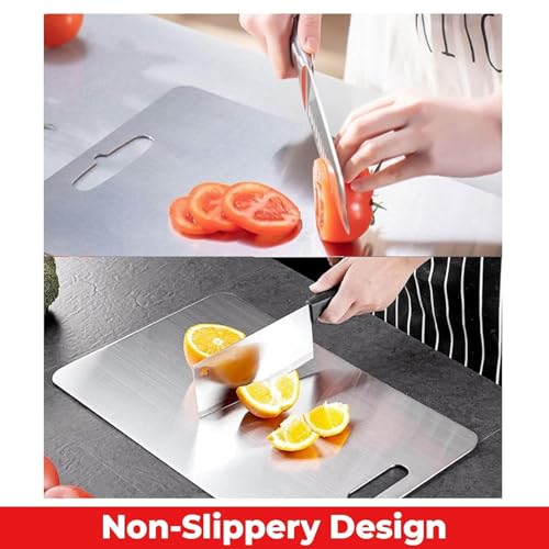 Boniry Chopping Board/Cutting Board with Round Edge/Kitchen Counter Top Vegetable & Fruit Cutter/Kneading Board for Multipurpose Cutting and Chopping Board with SUS 304 Stainless Steel (Small) - Image 3