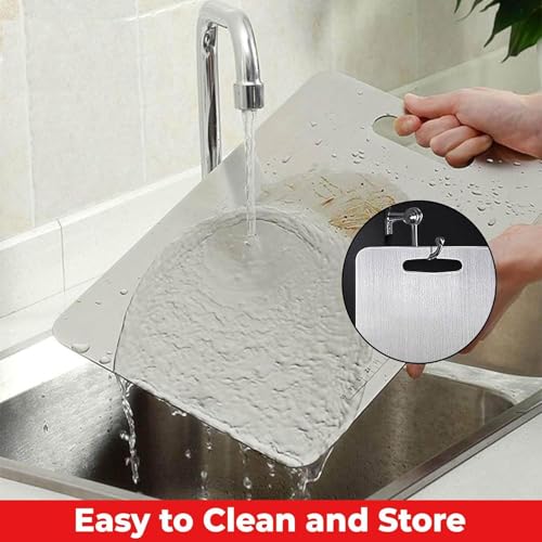 Boniry Chopping Board/Cutting Board with Round Edge/Kitchen Counter Top Vegetable & Fruit Cutter/Kneading Board for Multipurpose Cutting and Chopping Board with SUS 304 Stainless Steel (Small) - Image 4