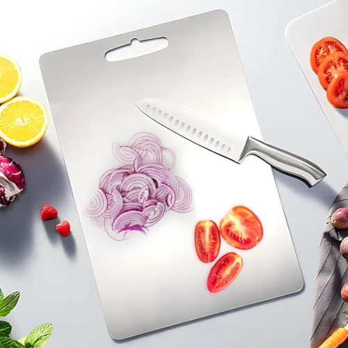 Boniry Chopping Board/Cutting Board with Round Edge/Kitchen Counter Top Vegetable & Fruit Cutter/Kneading Board for Multipurpose Cutting and Chopping Board with SUS 304 Stainless Steel (Small) - Image 1