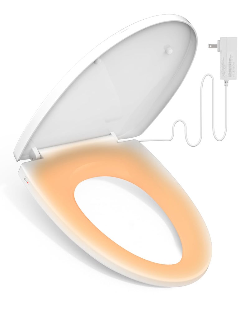iliD Heated Toilet Seat, Elongated Seat, Three Levels of 90Â°F, 95Â°F,100Â°F, 3D Curved, Lid and Seat Soft Close, Light-sensitive Night Light, IPX4 - Image 1