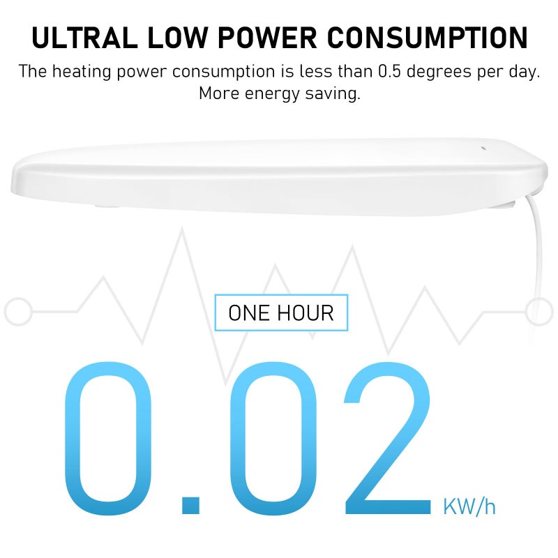 iliD Heated Toilet Seat, Elongated Seat, Three Levels of 90Â°F, 95Â°F,100Â°F, 3D Curved, Lid and Seat Soft Close, Light-sensitive Night Light, IPX4 - Image 3