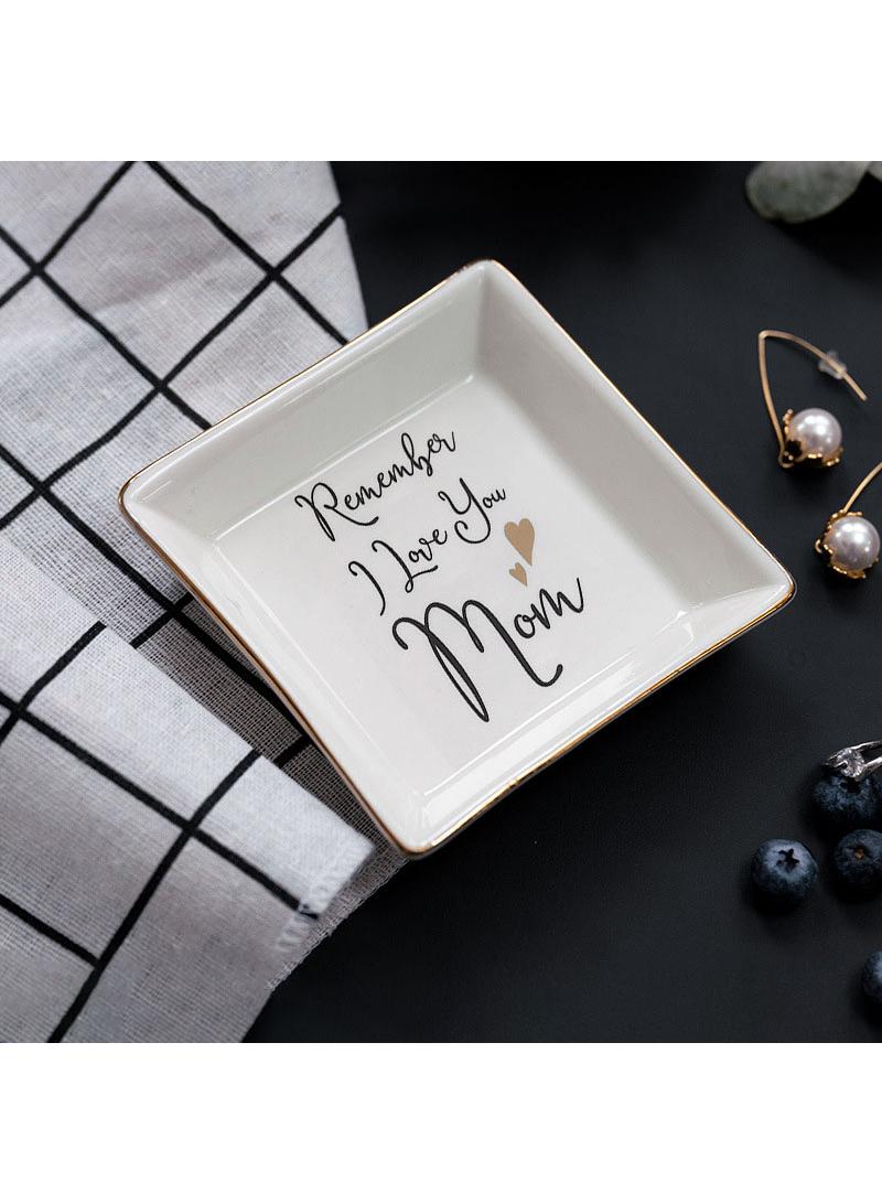 Y&D Ceramic Ornaments Jewelry Plate Ring Plate Jewelry Necklace Tray Decorative Plate-Remember-mom 