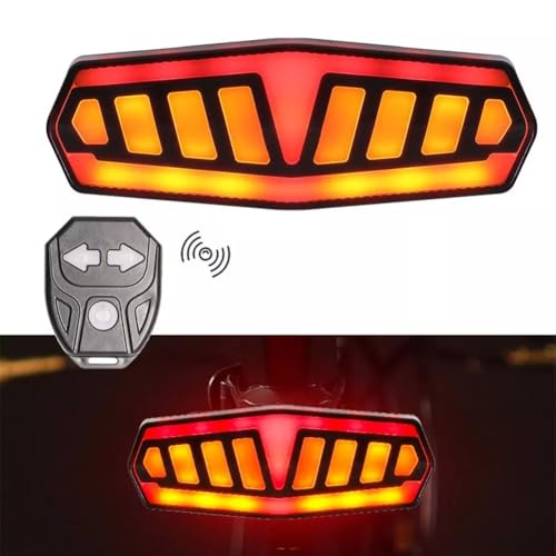 Linist Bicycle Turn Signals Remote Control Indicator LED Rear Light, USB Rechargeable Cycling Taillight - Wireless Intelligent Bicycle Tail Light Type-C Charging Interface - Image 2