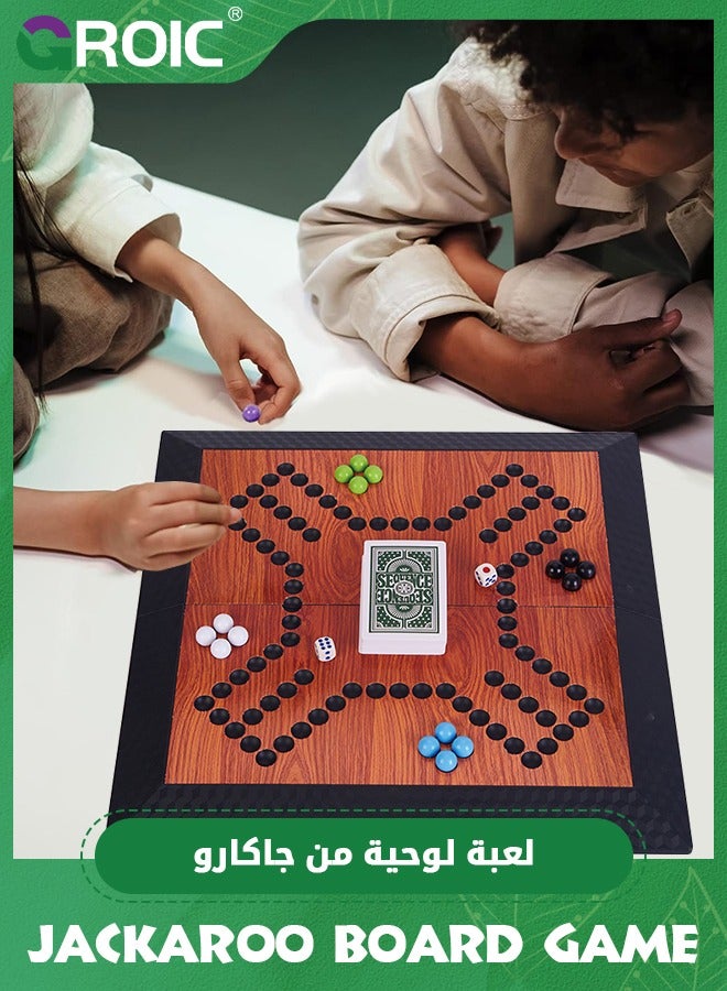 GROIC Jackaroo Board Game, Folding Board Game for 4 Players with 16 Marble and Cards Game, 36 cm x 36 cm Size,Jackaroo Game Family Game Marble Game, Strategic Family Fun Ideal for All Ages - Image 4