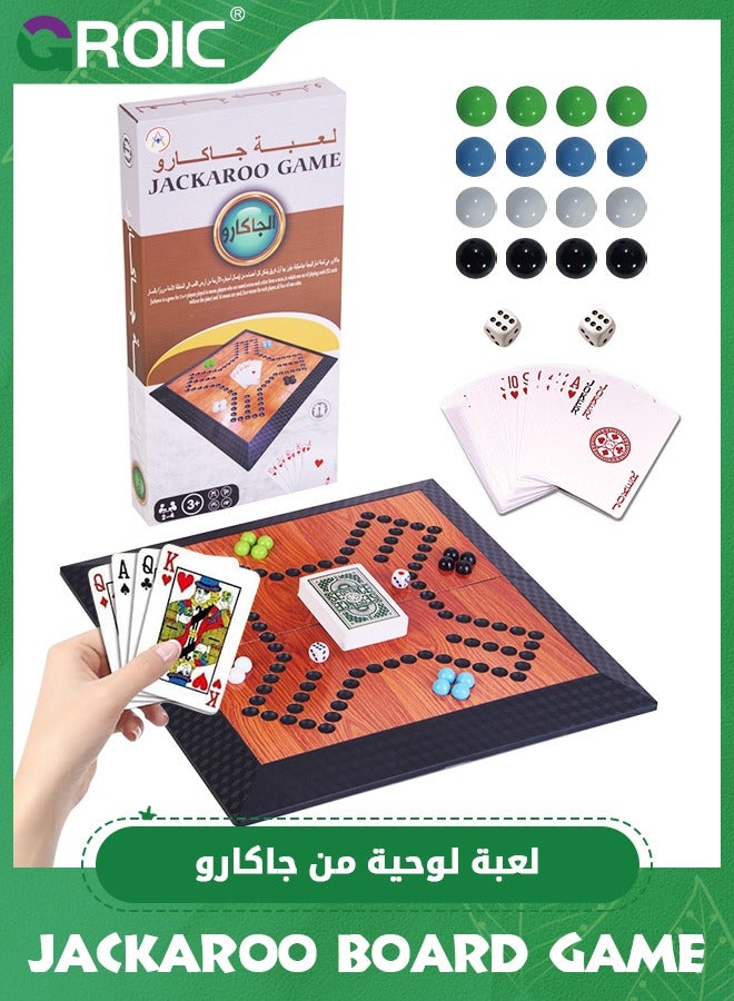 GROIC Jackaroo Board Game, Folding Board Game for 4 Players with 16 Marble and Cards Game, 36 cm x 36 cm Size,Jackaroo Game Family Game Marble Game, Strategic Family Fun Ideal for All Ages - Image 1
