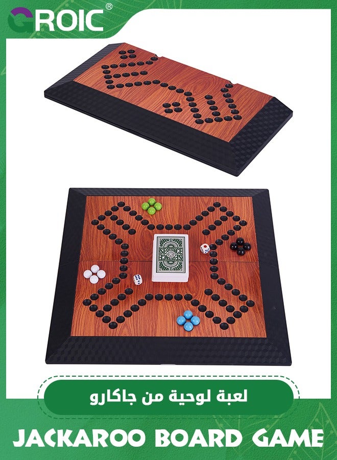 GROIC Jackaroo Board Game, Folding Board Game for 4 Players with 16 Marble and Cards Game, 36 cm x 36 cm Size,Jackaroo Game Family Game Marble Game, Strategic Family Fun Ideal for All Ages - Image 3