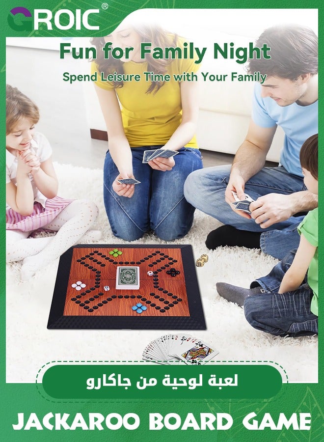 GROIC Jackaroo Board Game, Folding Board Game for 4 Players with 16 Marble and Cards Game, 36 cm x 36 cm Size,Jackaroo Game Family Game Marble Game, Strategic Family Fun Ideal for All Ages - Image 5