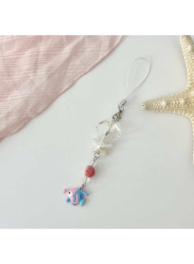 NIBEMINENT Beaded Phone Lanyard, Anti Lost Removable Wrist Strap, Ocean Department Bracelet Pendant, Phone Keychain Lanyard