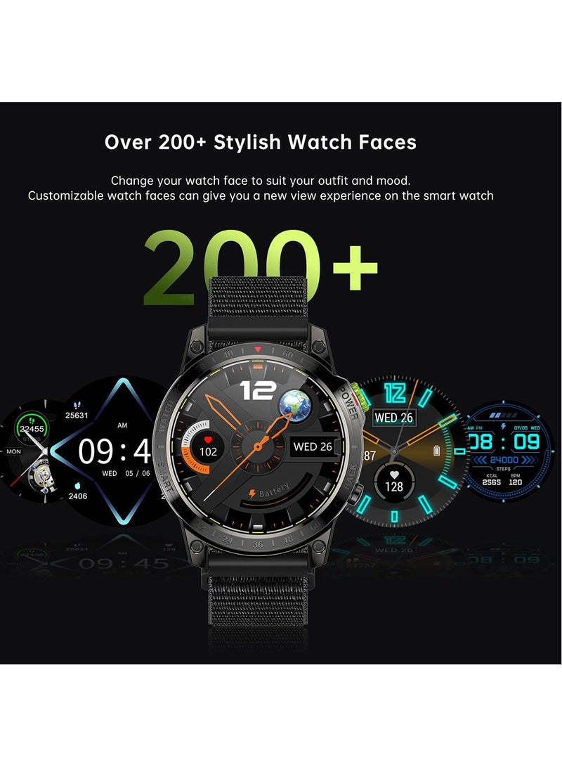 RollsTimi  Military Smart Watch for Men, Bluetooth Call Blood Pressure Heart Rate Monitor Smartwatch Fitness Tracker IP68 Waterproof 1.45" Outdoor Sports Watch for Android iOS - Image 2