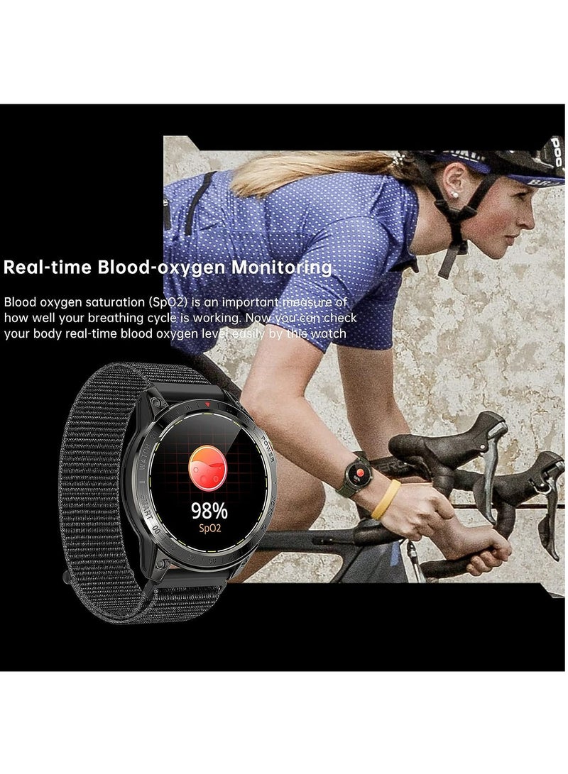 RollsTimi  Military Smart Watch for Men, Bluetooth Call Blood Pressure Heart Rate Monitor Smartwatch Fitness Tracker IP68 Waterproof 1.45" Outdoor Sports Watch for Android iOS - Image 3