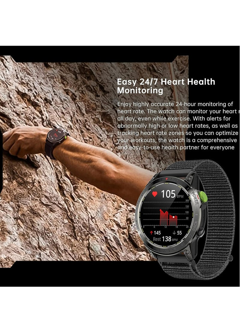 RollsTimi  Military Smart Watch for Men, Bluetooth Call Blood Pressure Heart Rate Monitor Smartwatch Fitness Tracker IP68 Waterproof 1.45" Outdoor Sports Watch for Android iOS - Image 4