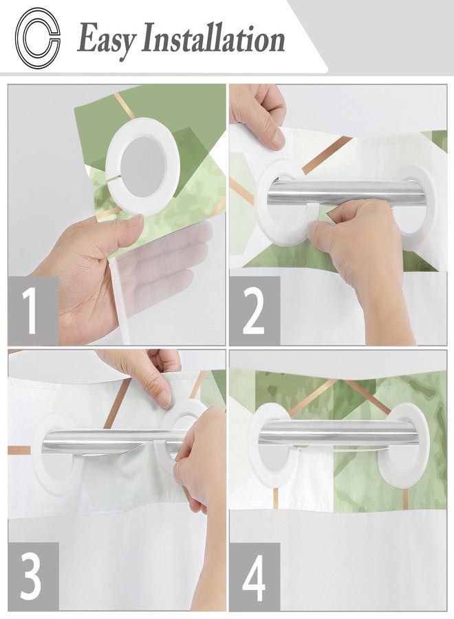 Litabel No Hook Long Sage Green Geometric Shower Curtain with Snap-in Fabric Liner Set - 72" x 80"(78"), Hotel Style with See Through Top Window, Waterproof Shower Curtain Set - Image 5