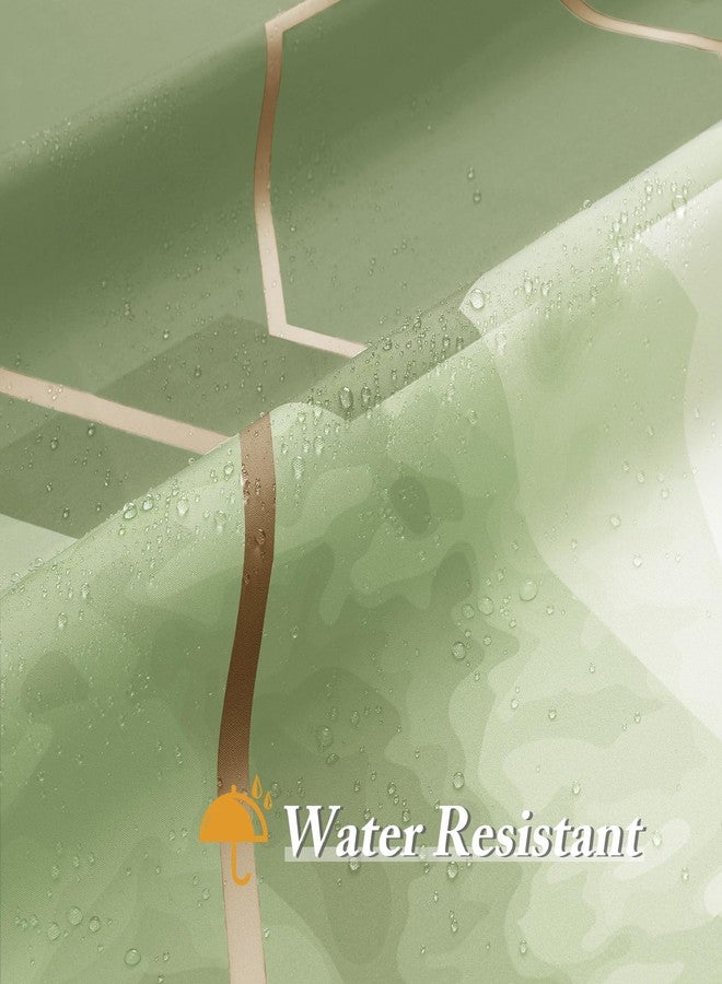 Litabel No Hook Long Sage Green Geometric Shower Curtain with Snap-in Fabric Liner Set - 72" x 80"(78"), Hotel Style with See Through Top Window, Waterproof Shower Curtain Set - Image 3