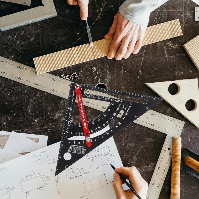 Adjustable Aluminum Alloy Triangle Ruler Protractor with Angle Scale for Woodworking - Image 4