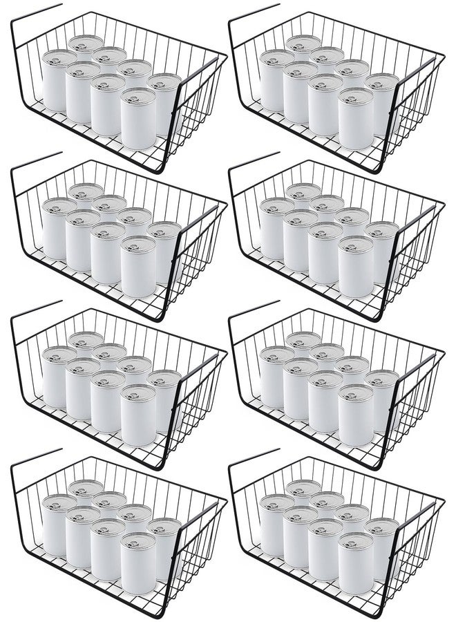 mekueeex 8 Pcs Under Shelf Basket, Hanging Under Cabinet Wire Storage Rack Slides Under Wire Shelves for Counter Pantry Desk Bookshelf,Black - Image 1