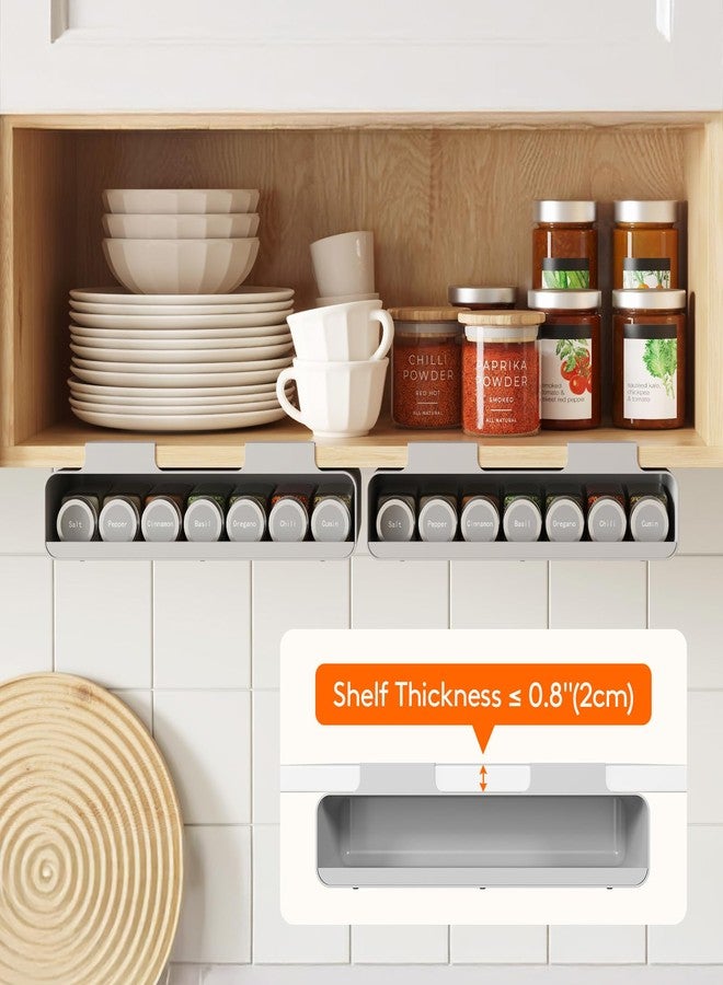 Lifewit Under Cabinet Spice Rack Organizer with 7 Jars, Lables, Under Shelf, Easy Refilling with Silicone Funnel,Seasoning Organizer for Kitchen Storage Solution, Gray - Image 4