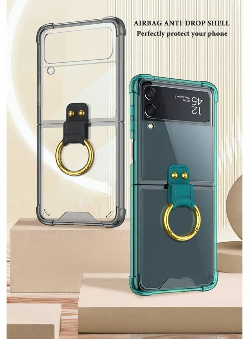 Captaintech Case for Samsung Z Flip 3 Case ，Ultra Thin PC Protective Cover with Ring kickstand Built-in Airbag Hybrid All-Inclusive Protector Case for Samsung Galaxy Z Flip 3 Cover (Black) - Image 2
