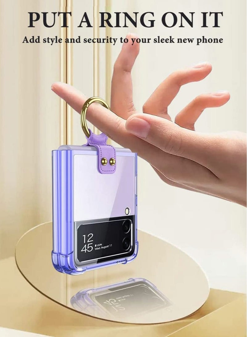 Captaintech Case for Samsung Z Flip 3 Case ，Ultra Thin PC Protective Cover with Ring kickstand Built-in Airbag Hybrid All-Inclusive Protector Case for Samsung Galaxy Z Flip 3 Cover (Black) - Image 5