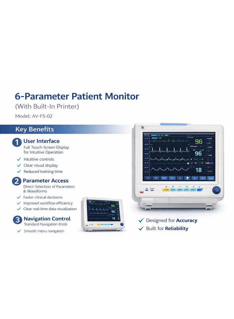 Altivox Multiparameter (6 Parameter) Patient Monitor(With Built in Printer) - Image 2