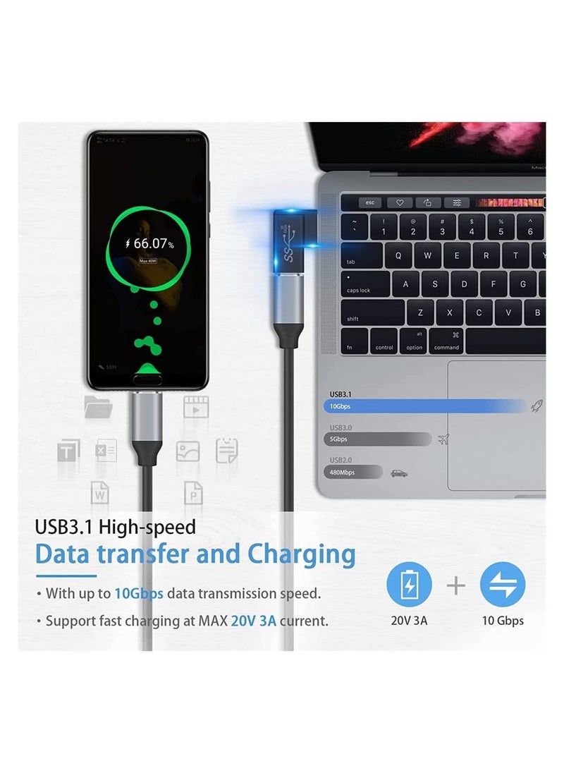 Generic 3 Pack Right Angle USB C to USB Adapter, 10 Gbps 90 Degree USB C Female to USB Male Adapter, USB 3.1 Gen2 Type C USB-C to USB 3.0 Adapter for USB C Cable, Laptops, Phone, Tablet (Black)  - Image 3