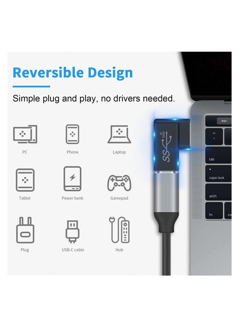 Generic 3 Pack Right Angle USB C to USB Adapter, 10 Gbps 90 Degree USB C Female to USB Male Adapter, USB 3.1 Gen2 Type C USB-C to USB 3.0 Adapter for USB C Cable, Laptops, Phone, Tablet (Black)  - Image 2