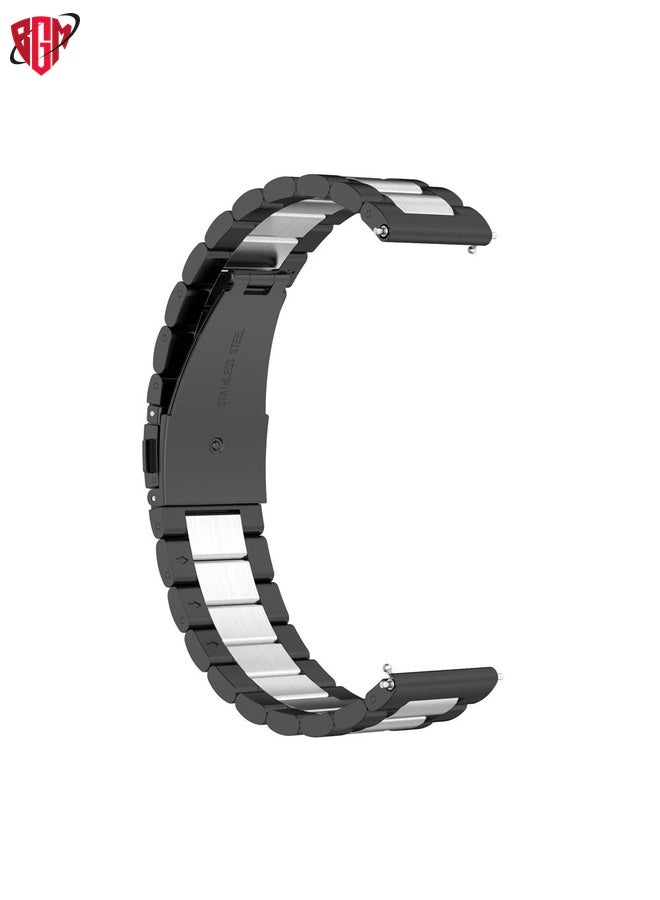 BGM For Huawei Watch GT4 41mm Three Bead Stainless Steel Metal Watch Band(Black+Silver)  - Image 2