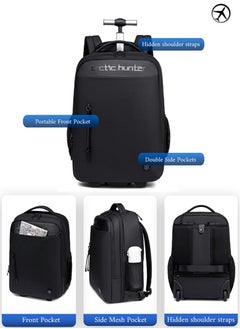 ARCTIC HUNTER Business Travel Roller Backpack, Big Capacity Trolley Laptop Bag for Men, College Book Bag Office Rolling Backpack  - Image 4